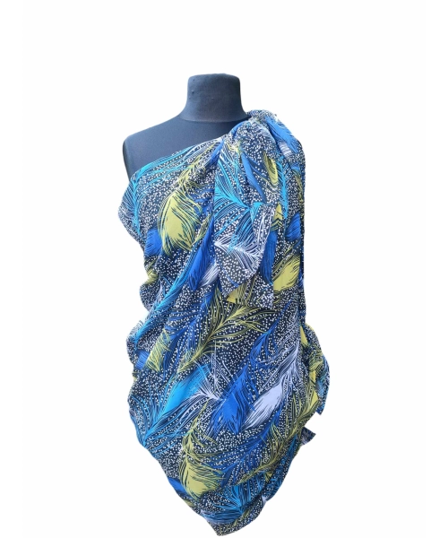 Duża sukienka plażowa - eleganckie PAREO XXL kolorowe pióra